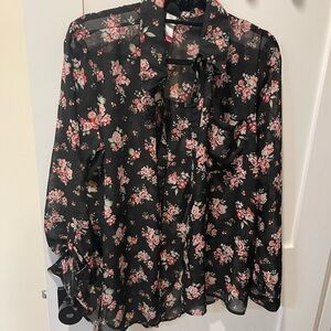 No Boundaries Black Floral Sheer Blouse